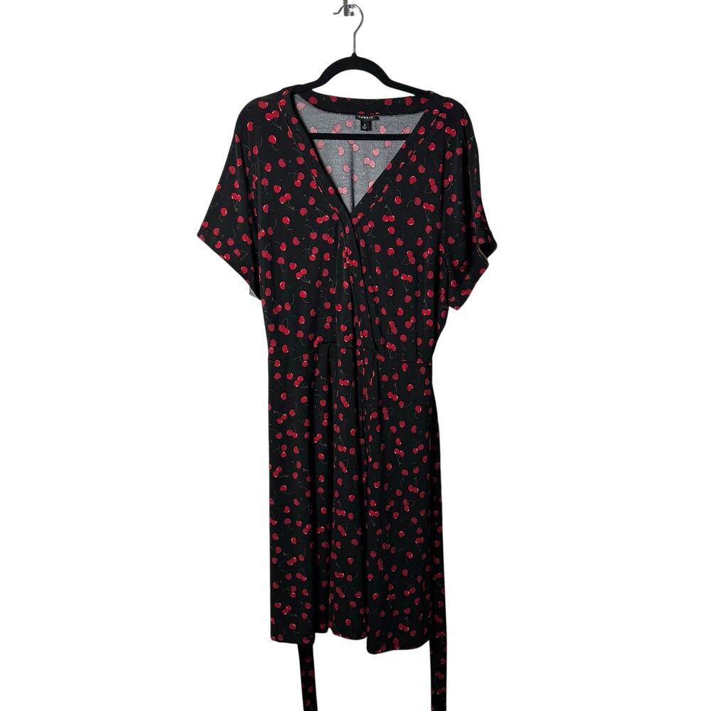 Torrid Cherry Print Plus Size Wrap Dress 3X Size 3 Retro Pinup Rockabilly - Picture 6 of 9